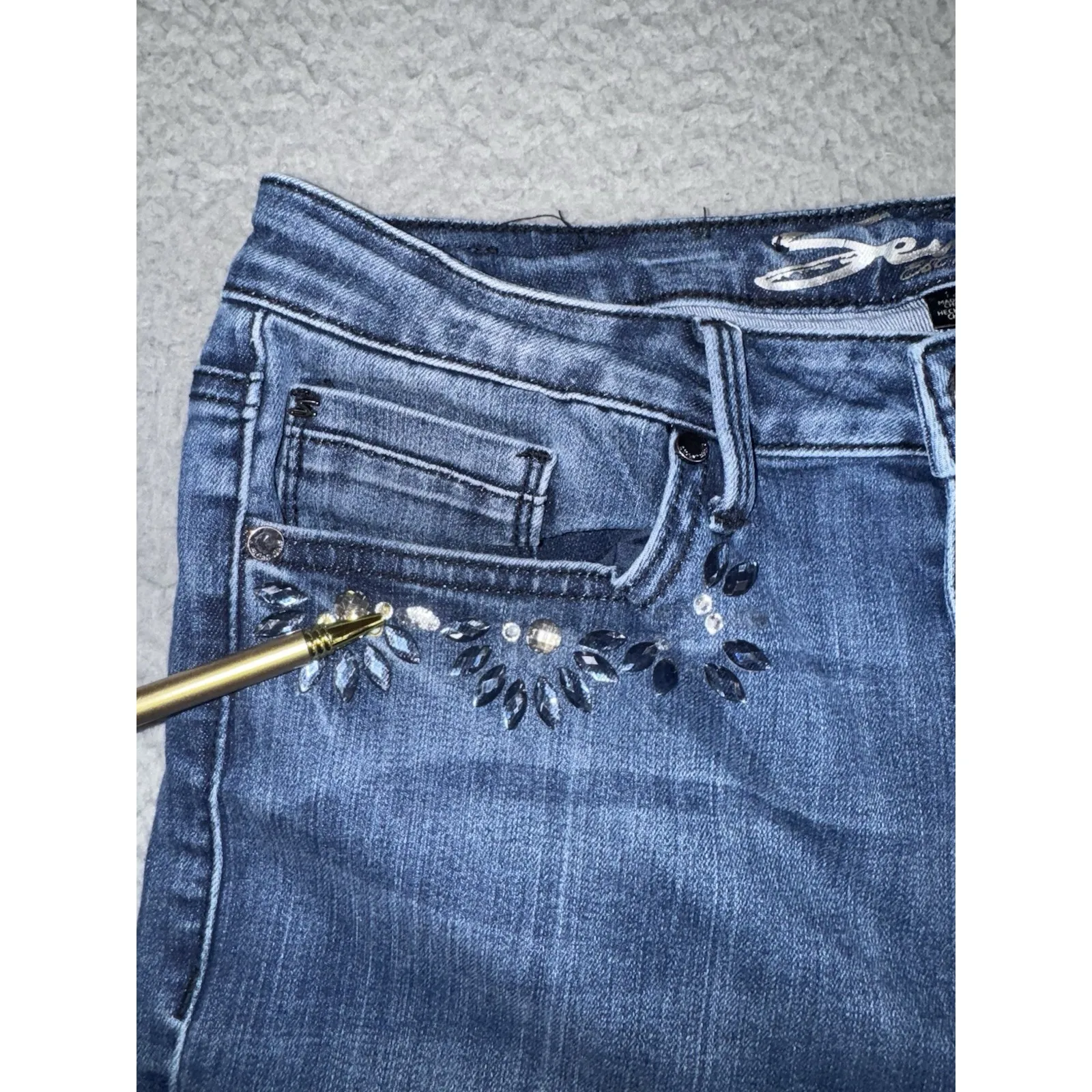 Seven7 Jeans Women 12 Mid Rise Skinny Studded Dark Wash Denim Pants Y2K‎ Boho - Image 8