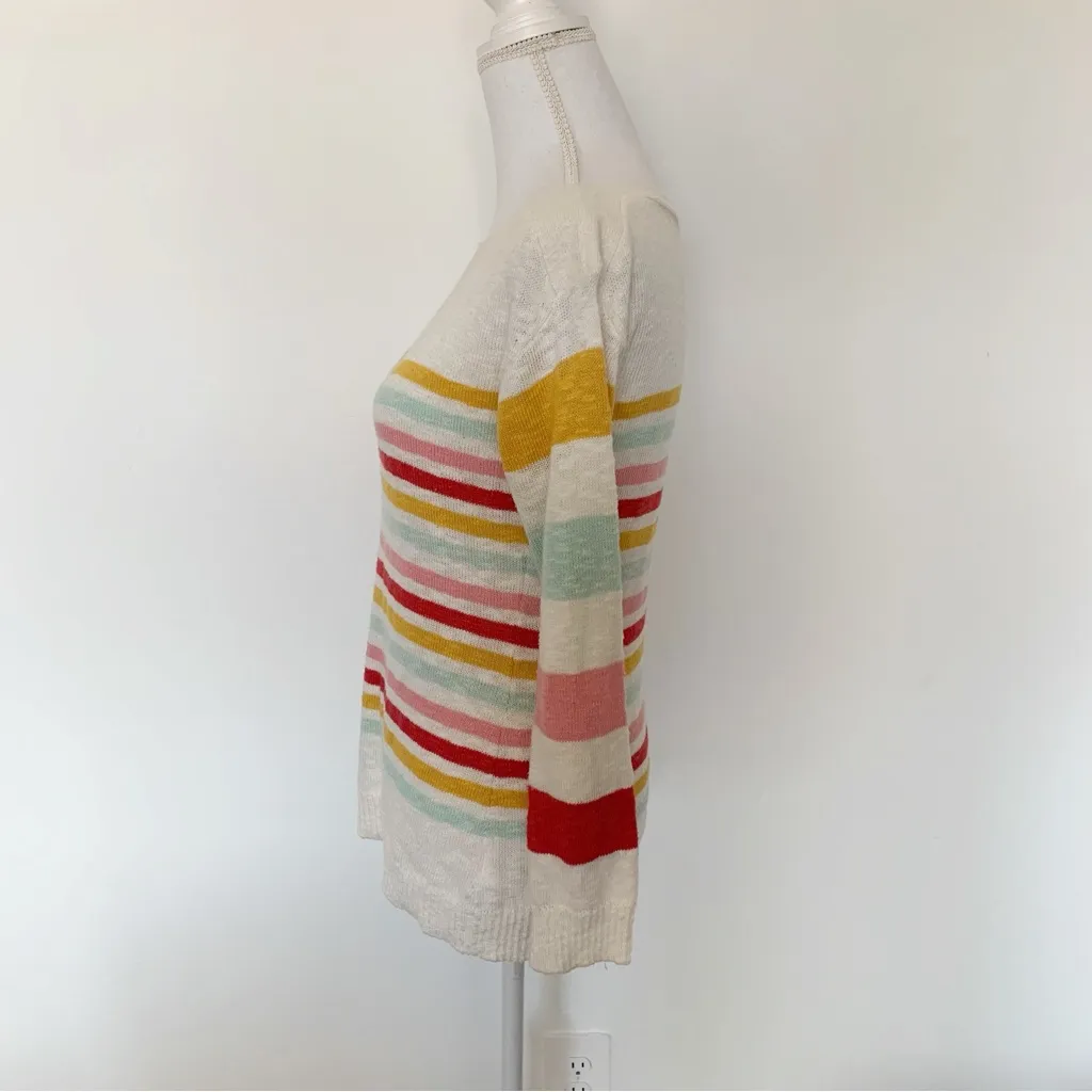 Talbots Fun Multicolor Striped Boatneck Sweater Size XS - Image 7