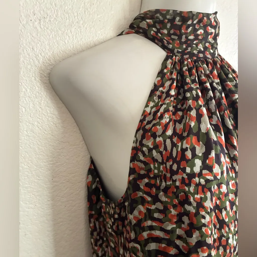 Ramy Brook Tanzania Paige Print 100% Silk Multicolor Halter Neck Scarf Top - Image 6