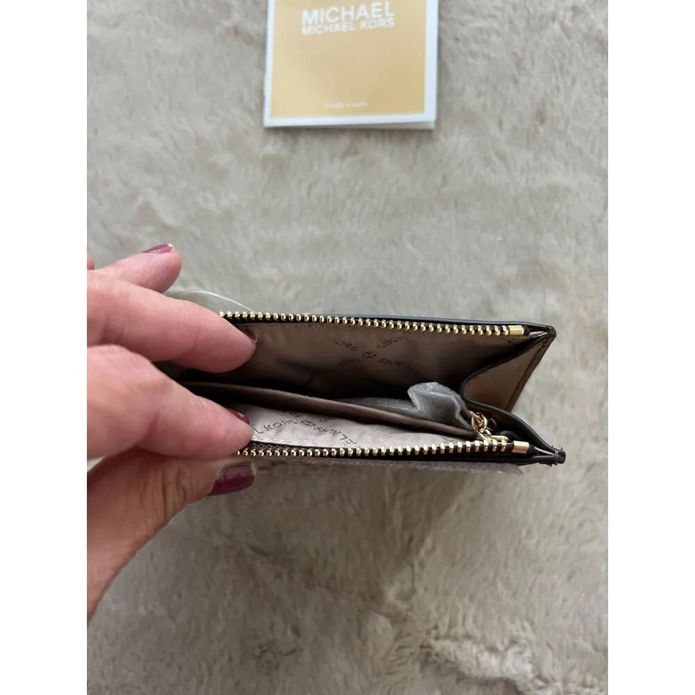 Michael Kors Jet Set Small Brown Coin Pouch W/ ID Window Monogram Leather Wallet - Image 3