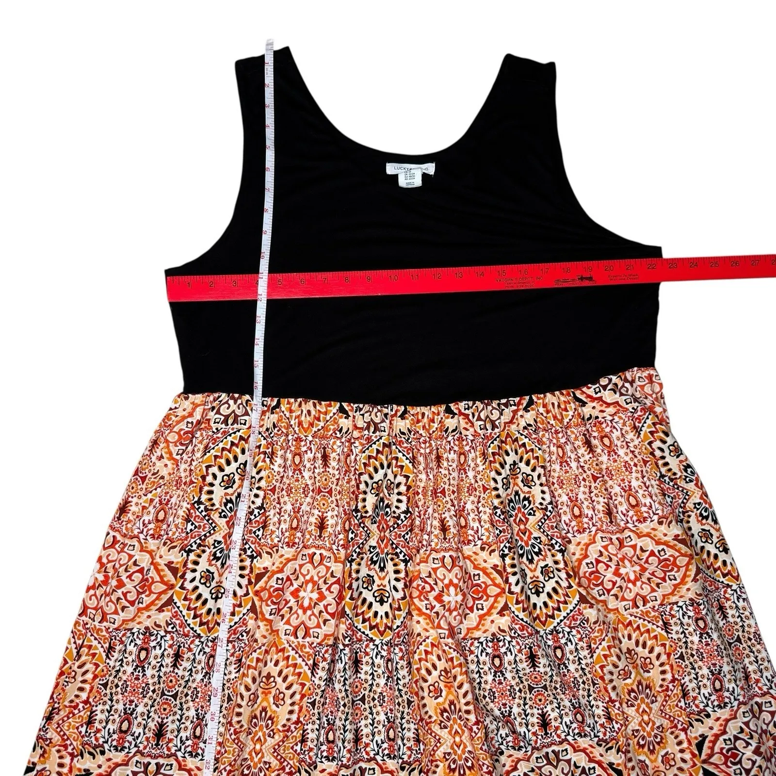 Lucky Brand Boho Maxi Dress 2X‎ Empire Waist Medallion Print Stretch Pockets - Image 6