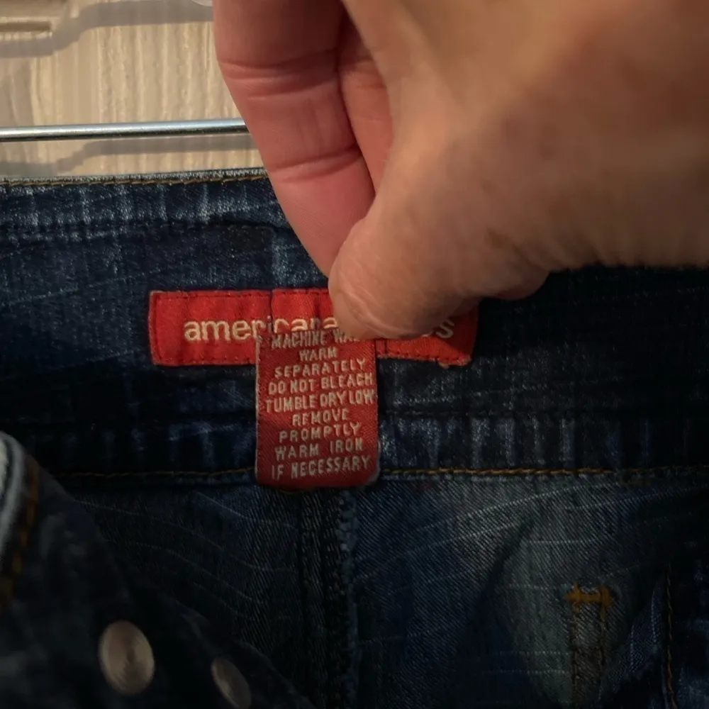 Americana Blues Y2K wide leg jeans with blue & black velvet zebra detail. Size 10 - Image 9