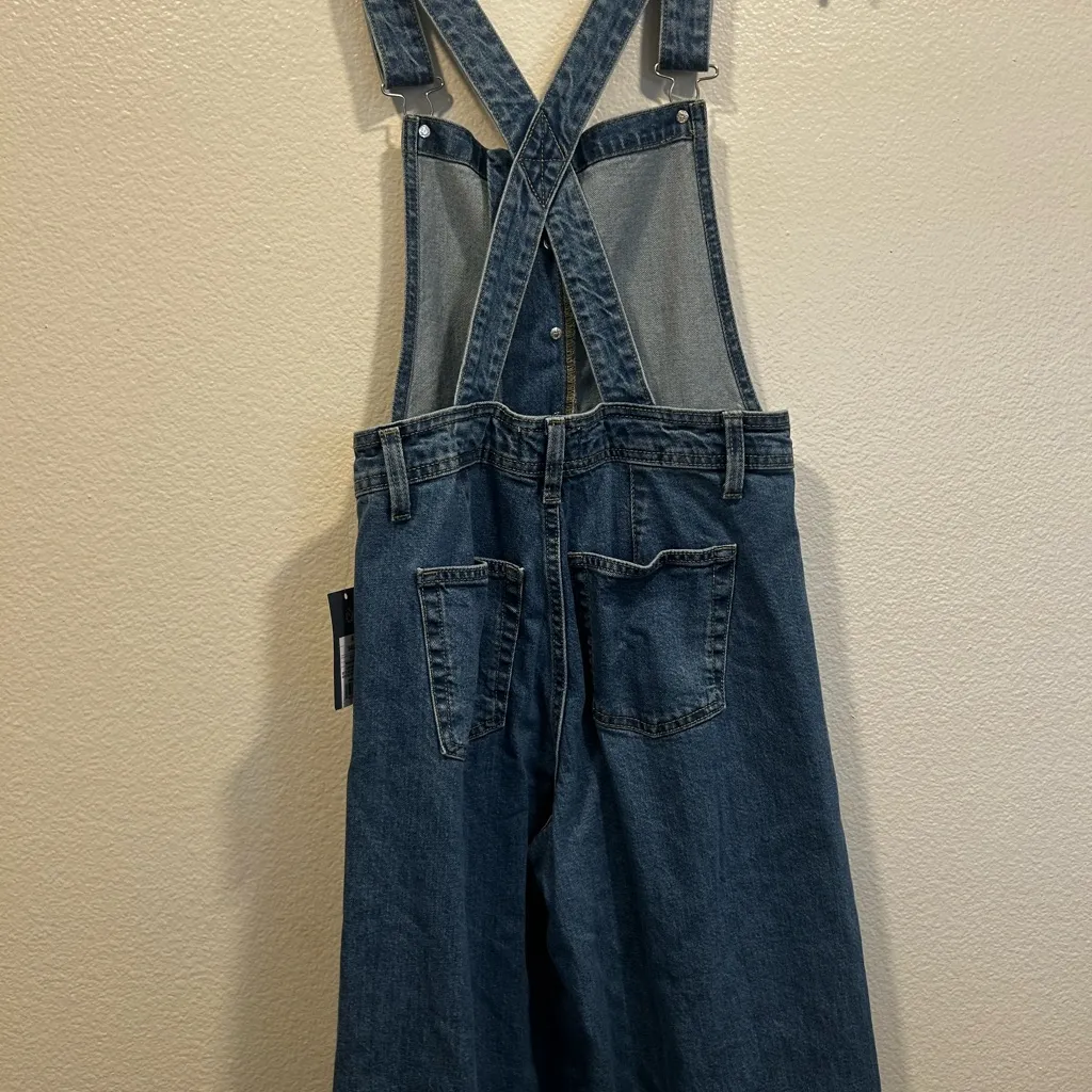 NWT Wide Leg Denim Overalls 6 Blue - Image 4