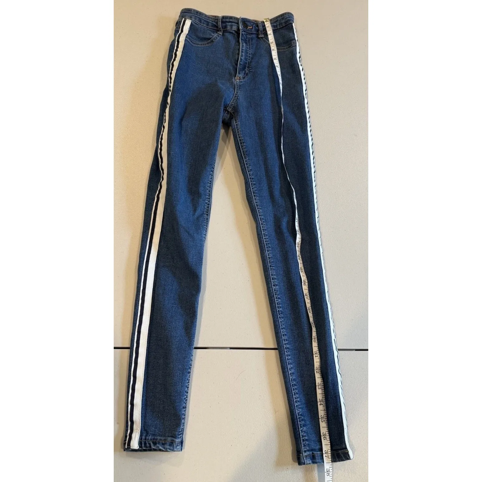 Zara Skinny Jeans Womens 23" Trafaluc Striped Preppy Coastal Travel Cottage - Image 5