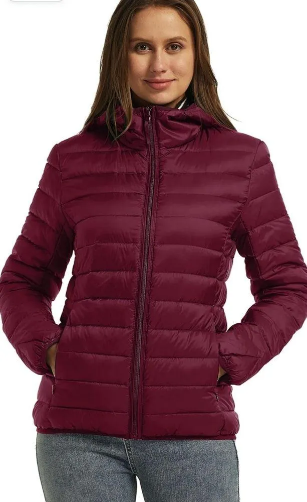 Wantdo Women's Hooded Packable Ultra Light Weight Short Down Jacket Wine Red XS - Image 3