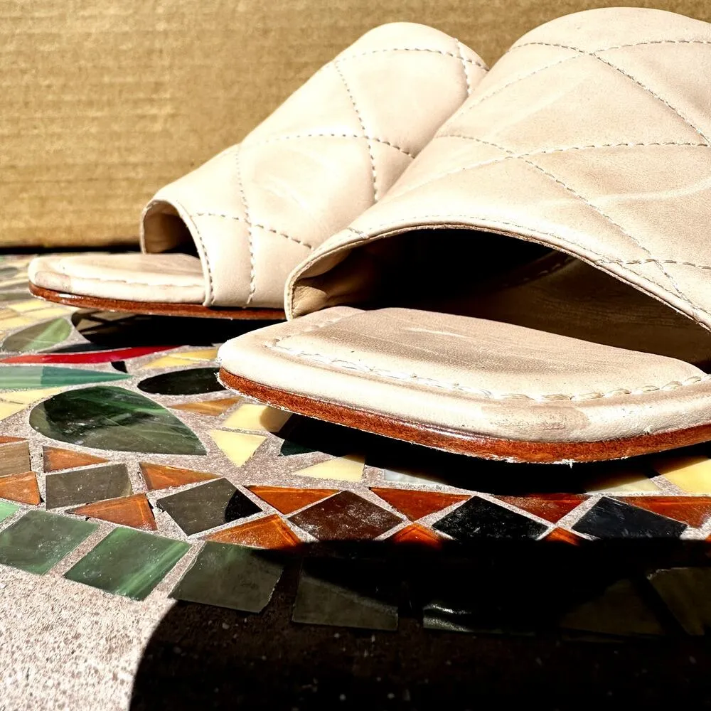 Anthro Bernardo Jemma Blush Glove Sandals Quilted Upper Slip On Square Toe 8 - Image 6