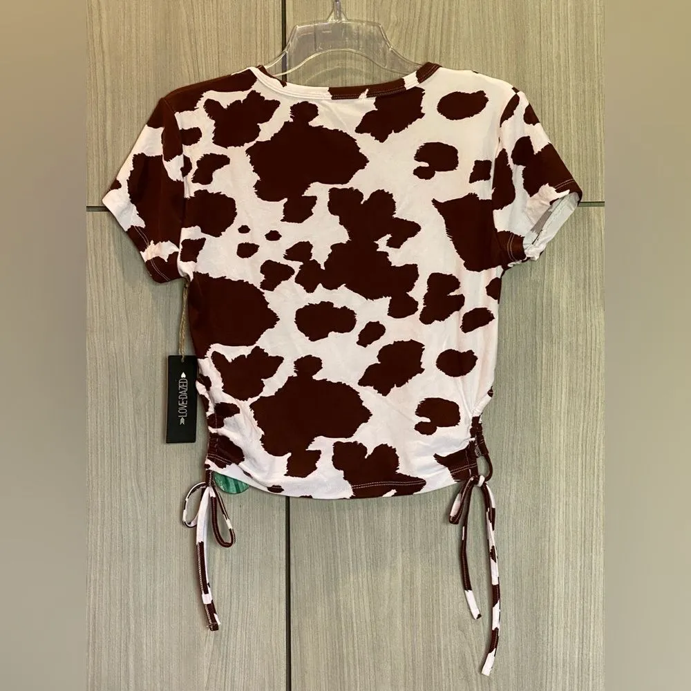 Love ❤️ Dazed Cow Print Top Brown Size L - Image 4