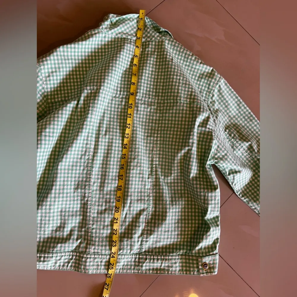 Marcia fully Button jacket size large green and white light weight 2 pockets Size M - Image 13