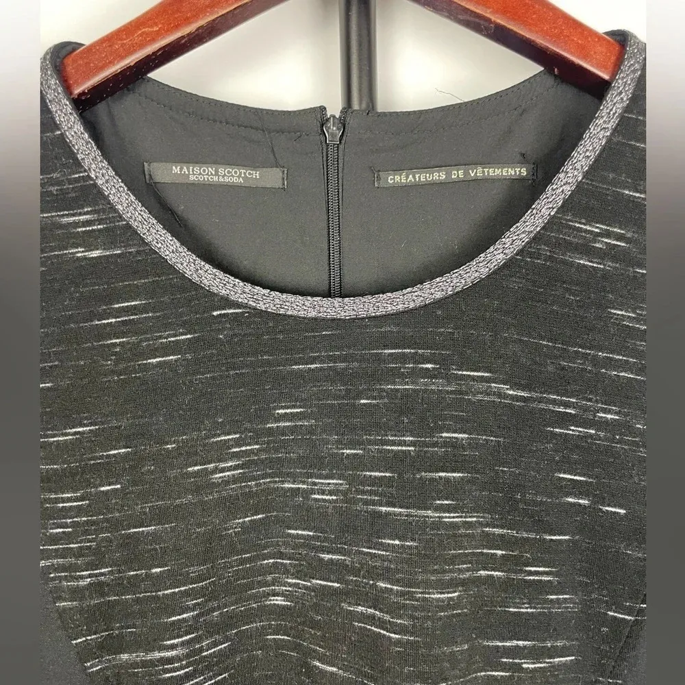 MAISON‎ Scotch Scotch & Soda Charcoal Black Long Sleeve Fitted Mini Dress - Image 3