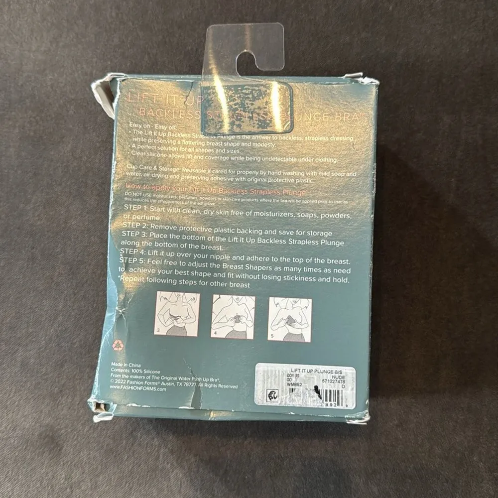 Lift It Up Backless Strapless Plunge Bra Silicone Fashion Forms Nude Size D Tan - Image 7