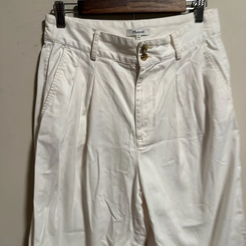 Madewell Pleated Wide-Leg Pants in Lighthouse White Cream- Size 8 - Image 4