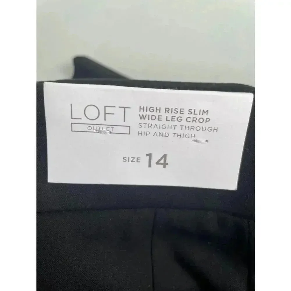 NWT LOFT Outlet Black High Rise‎ Slim Wide Leg Crop Pants Size 14 New! - Image 7