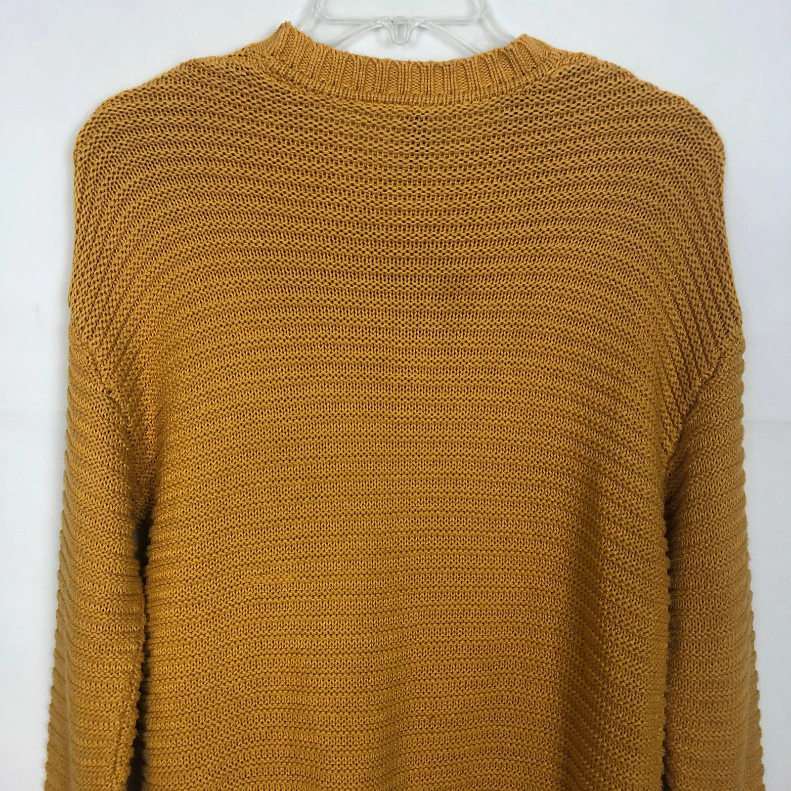 Divided Crew Neck Mustard Ribbed Pullover Sweater Yellow Size XS - Image 5