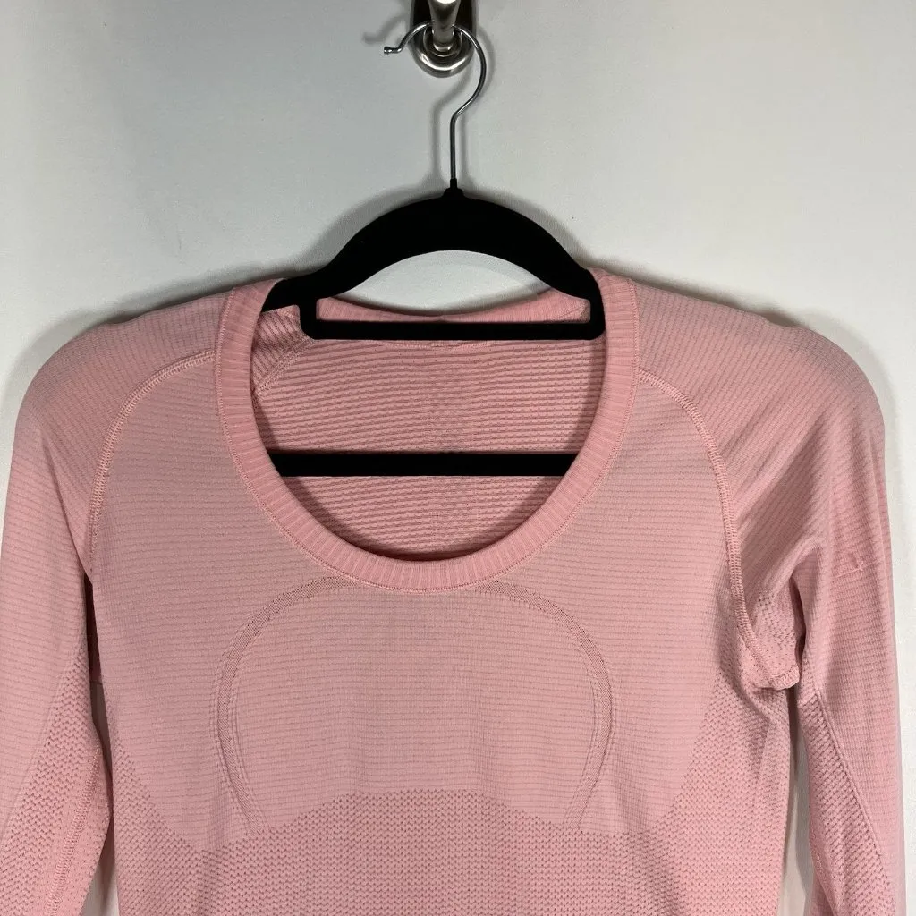 Lululemon Swiftly Tech Long Sleeve Crew Sz 8 Pink Thumbholes Workout Yoga‎ - Image 2
