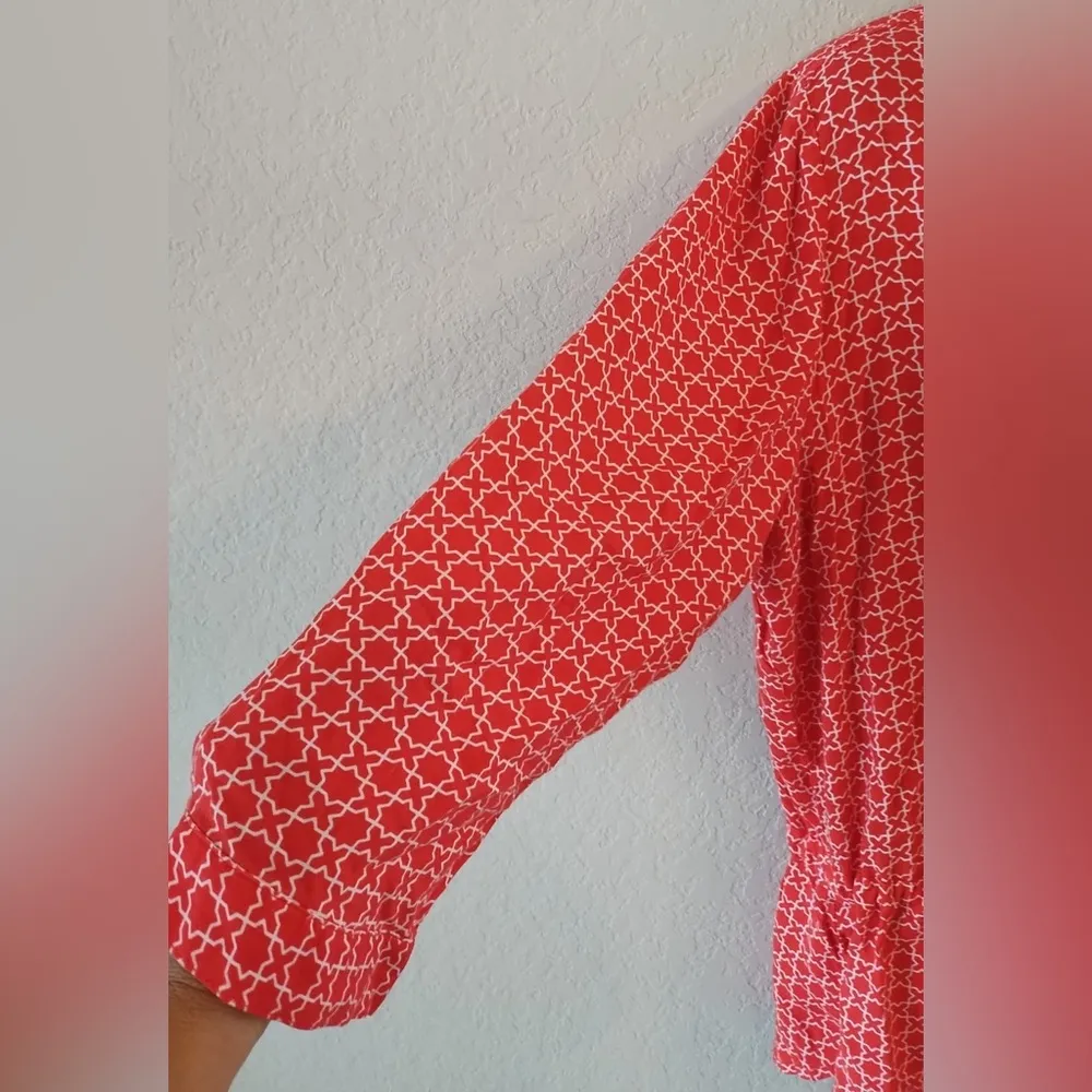 Croft & Barrow XL Orange V Neck Tunic 3/4 sleeves button down drawstring - Image 3