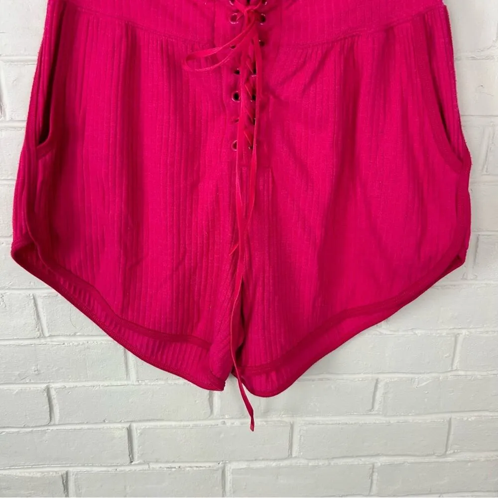 Free People Movement Can’t Handle This Pink Ribbed Lace Up Shorts Size S - Image 9