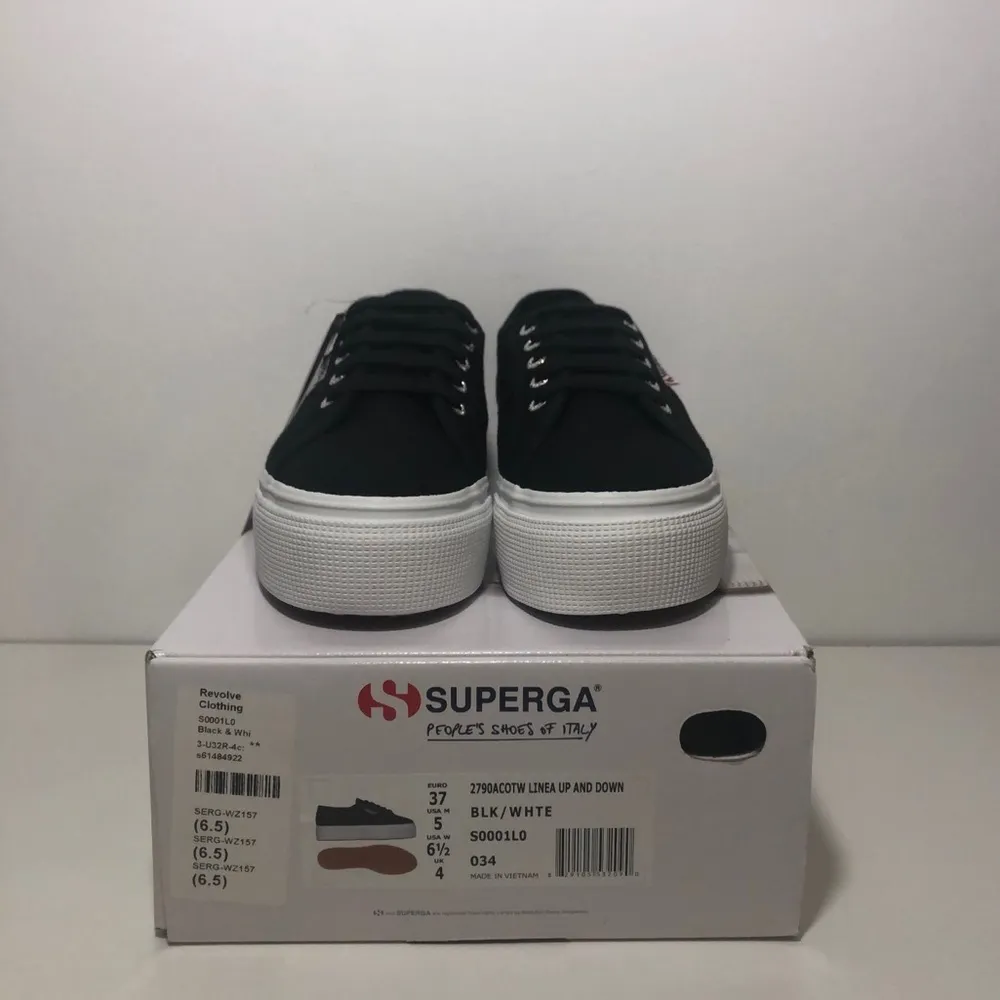 Superga 2790 Platform Low Top Black & White Sneakers - Image 6