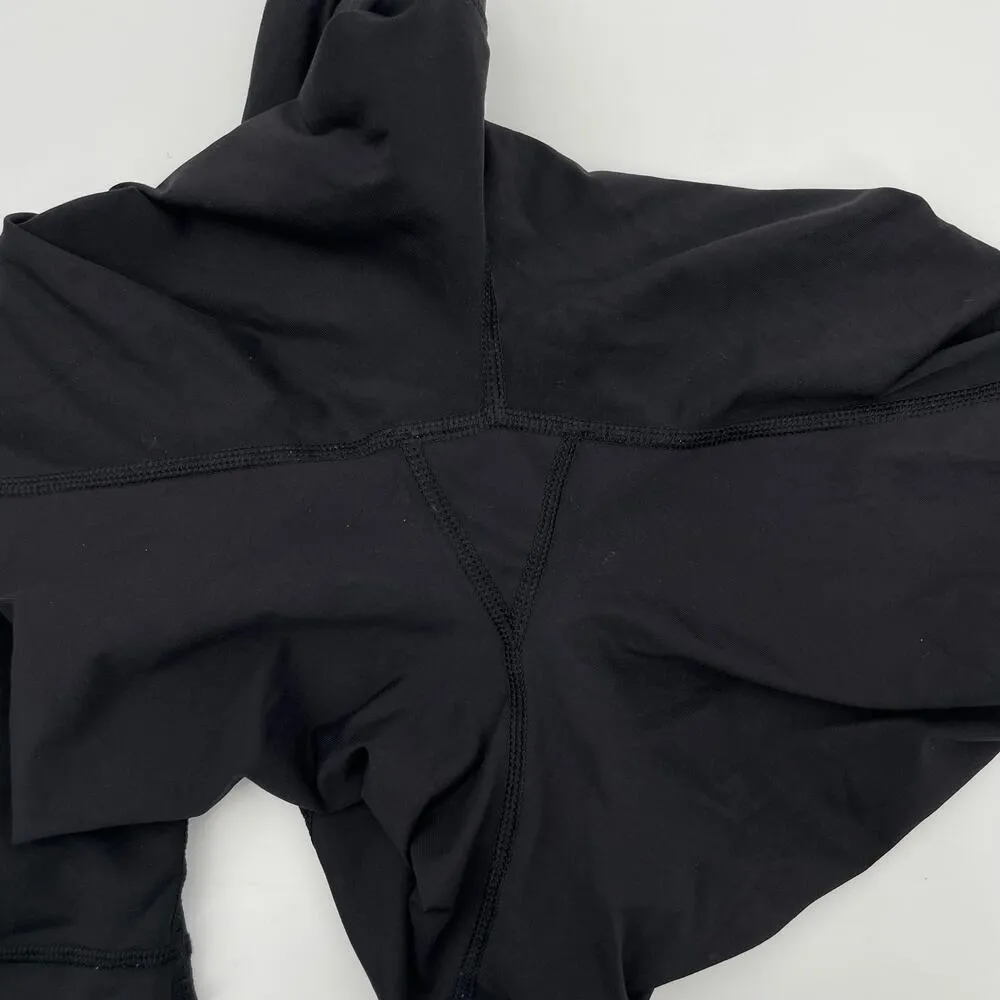 Lululemon Cut The Crop Black Cropped Leggings Pockets Reflective Athletic Size 8 - Image 6