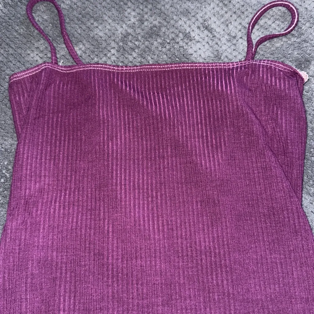 Reformation ribbed plum purple bodysuit stretchy‎ square neck Sz Small - Image 3