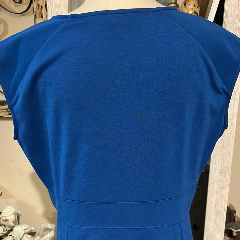 Lands' End Blue Ribbed Sheath Dress for Work Size 14 - Image 6