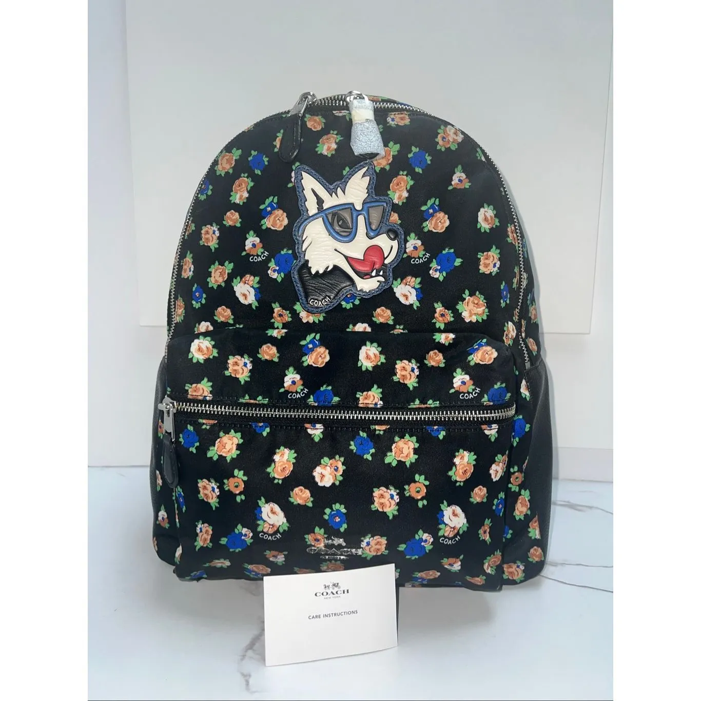 🔥🎁NWT! Coach Charlie Backpack in Tea Rose Floral Print Nylon F57635 Msrp:$395. - Image 3