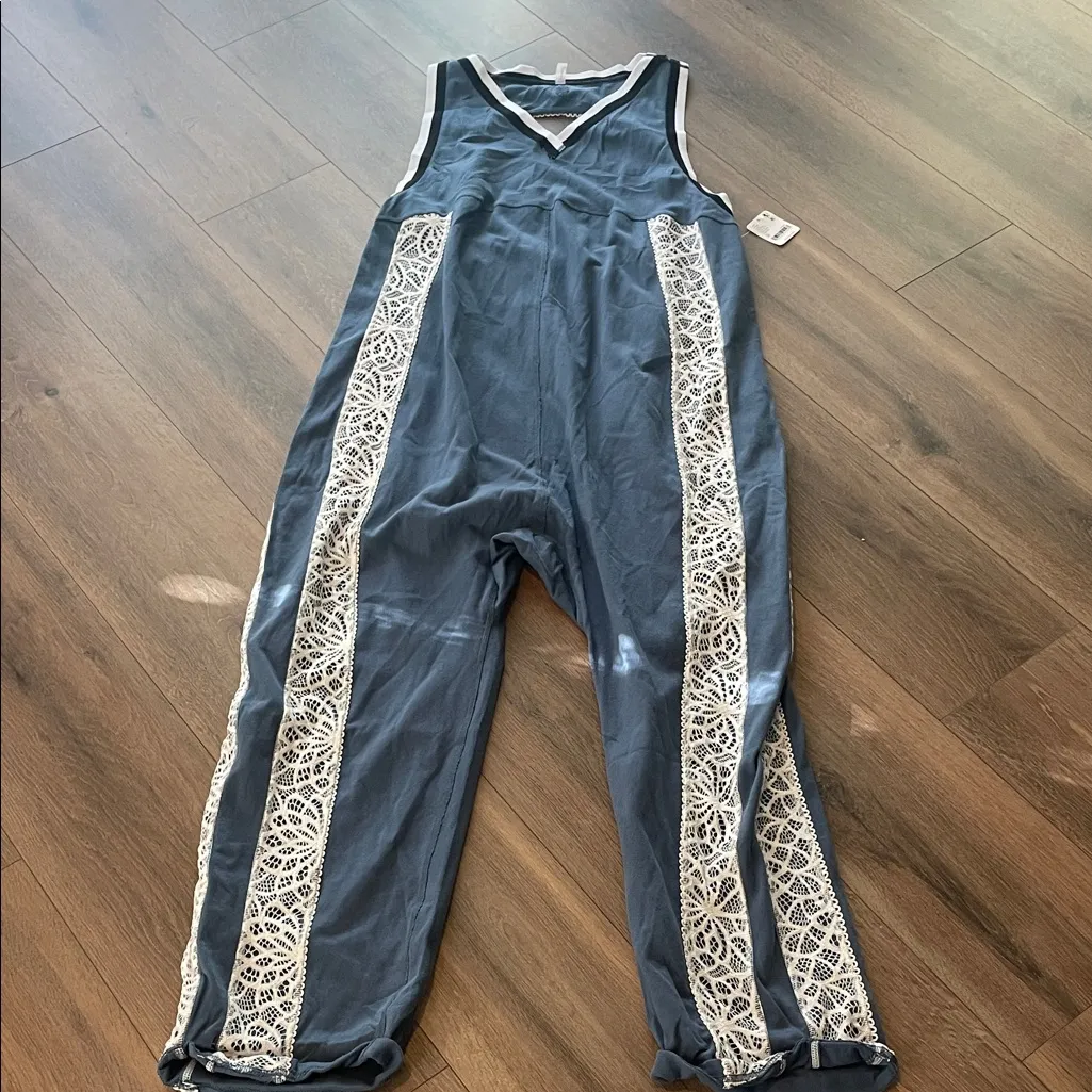 FP Movement Free People Day Trip Onesie Blue Size M - Image 2