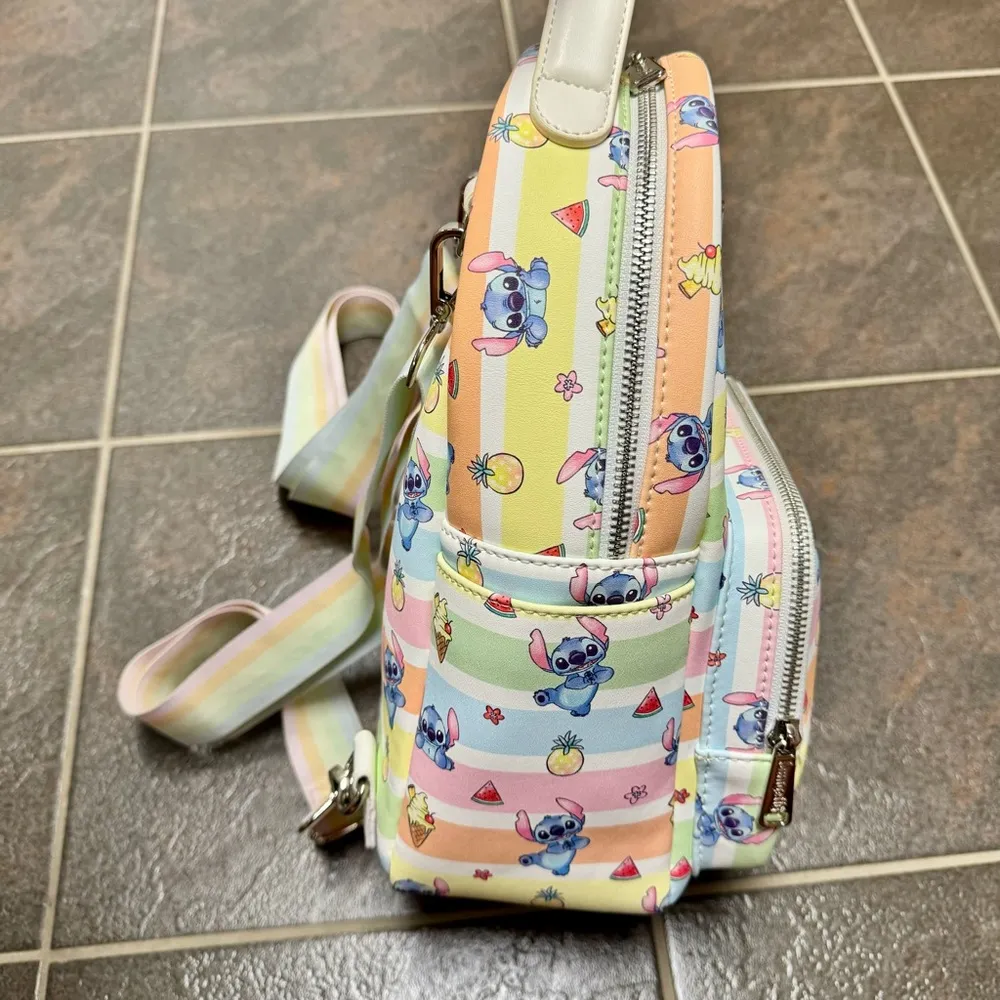 Loungefly Disney Lilo & Stitch Fruits Colorful Stripes Mini Backpack Bag - Image 5