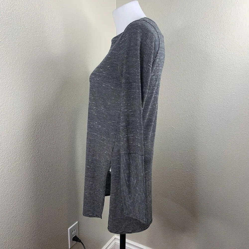 Esme Long Sleeve Tunic Top Size M Gray Stripe Strappy Criss Cross Back - Image 4
