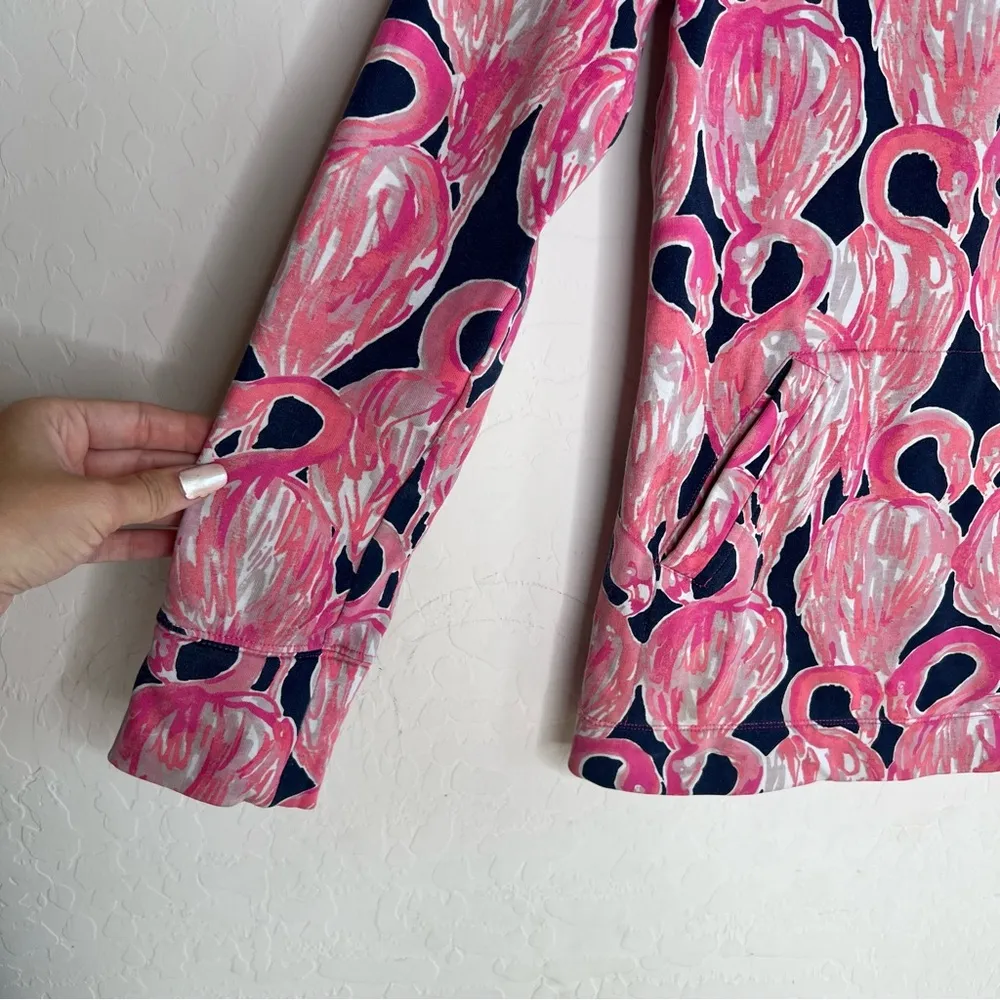 Lilly Pulitzer sweatshirt pink Flamingo 1/4 Zip Pullover Sweater - Image 2