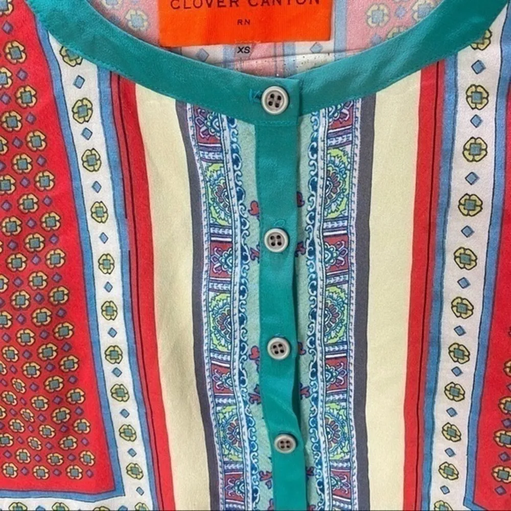 Clover Canyon  Lightweight Multicolored Printed Long Sleeve‎ Blouse - Image 4