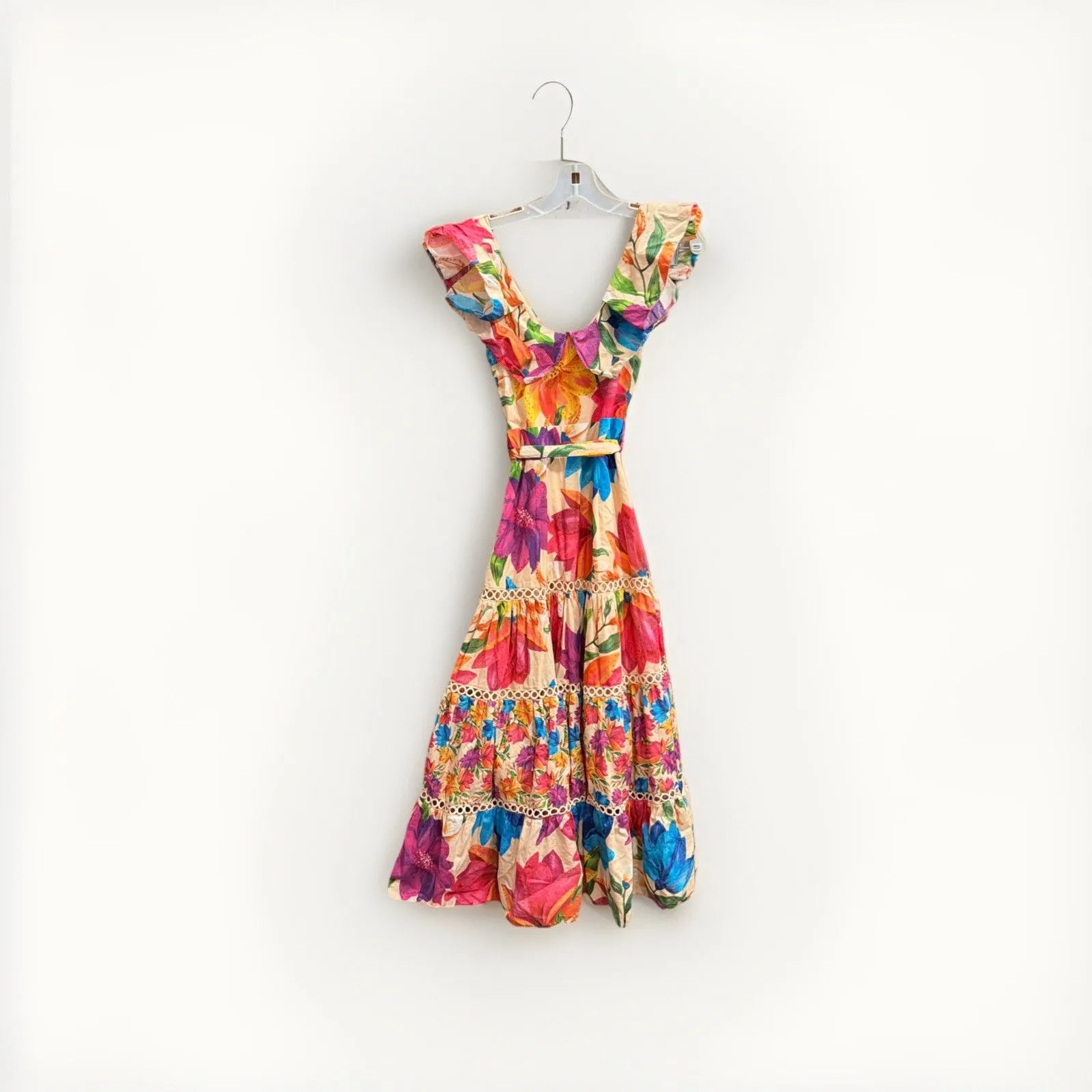 FARM RIO Mary's Garden Frilled Top Midi  Size XS - Image 7