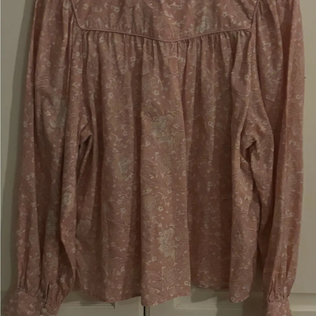 C&C California Light peach and White Floral Hawaiian Print cotton Blouse‎ Top - Image 6