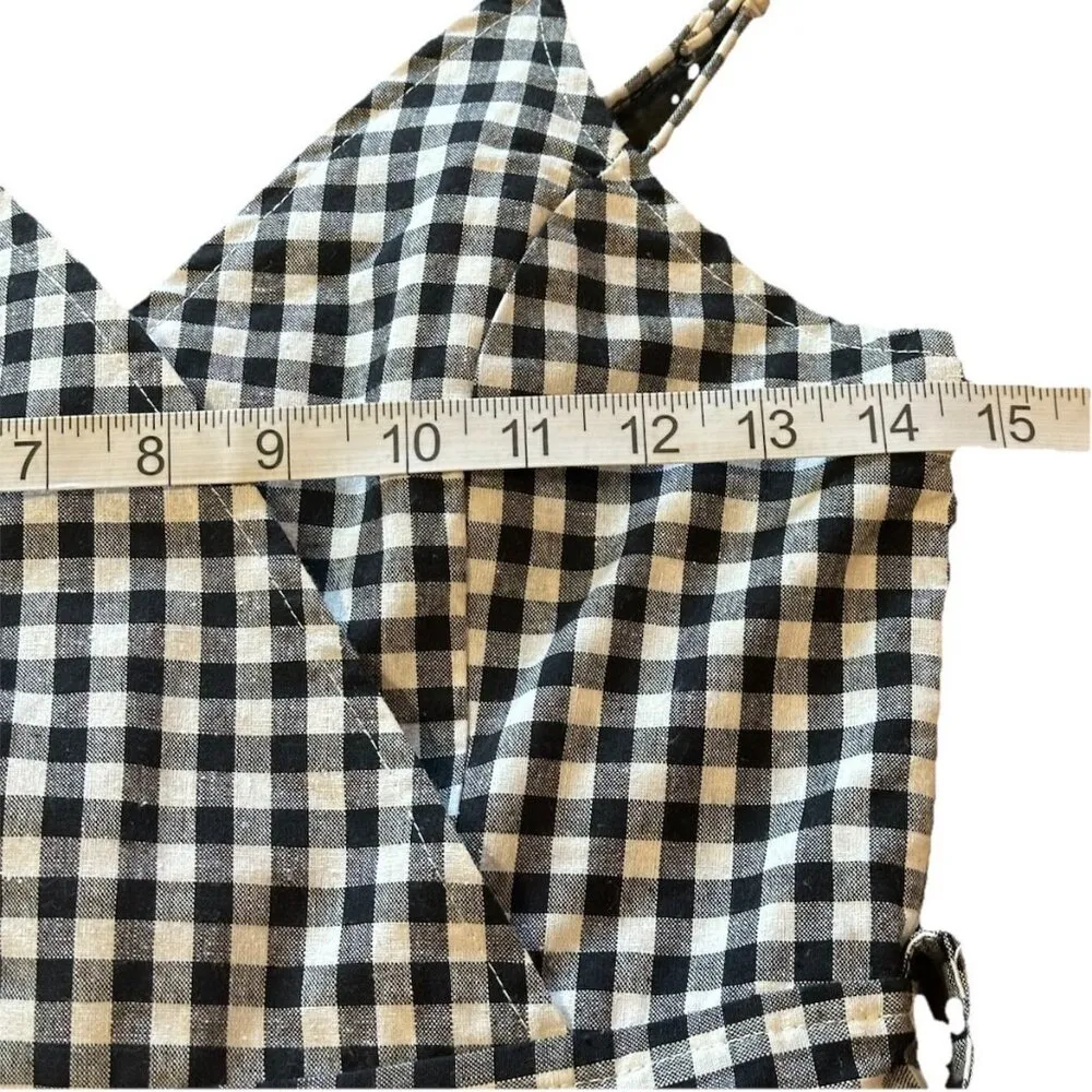 Oao Oro Babydoll Midi Dress Sz 2 Black White Gingham Check Pleated Empire Waist - Image 6