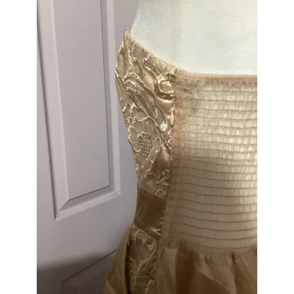 Lucy Paris Tan Sleeveless Lace Mini Cocktail Dress Pockets S - Image 9