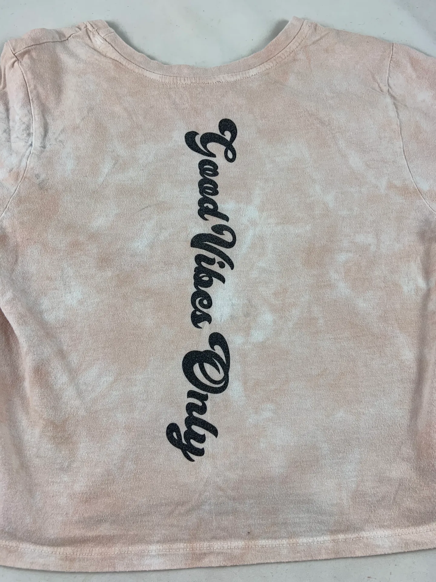 Good Vibes Only Tie Dye Pink Crop Tee Size M - Image 3