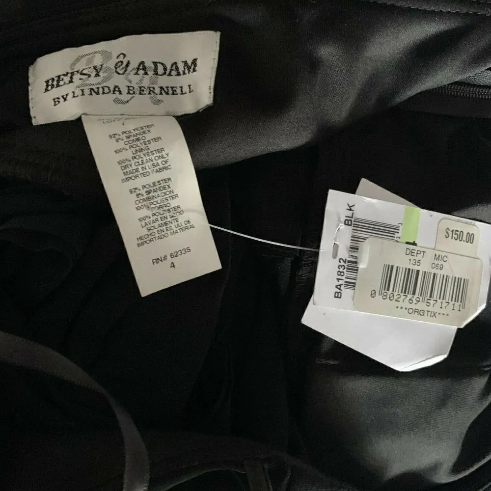 Betsy & Adam Dress Size 4 Sleeveless Ruffle By Linda Bernell Black Women's - Image 5