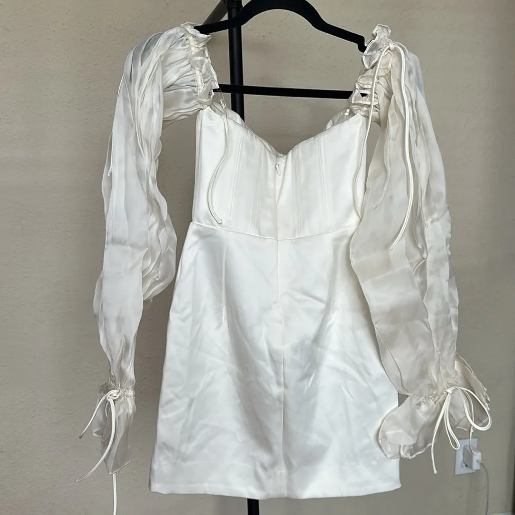 HOUSE OF CB 'Marisa'‎ Ivory Satin Corset Dress mini white NWOT size XS - Image 8