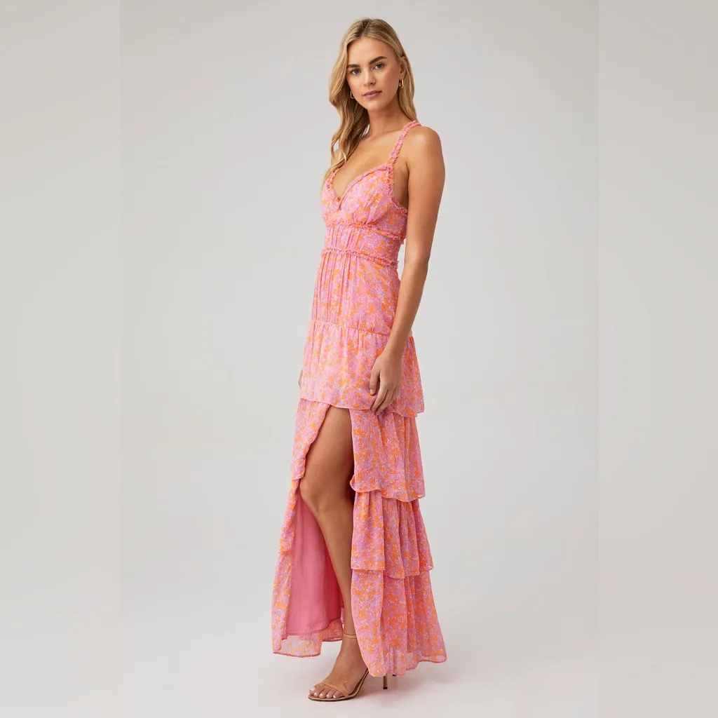 LIKELY‎ Athena Tiered Maxi Dress Pink and Purple Size 8 - Image 2