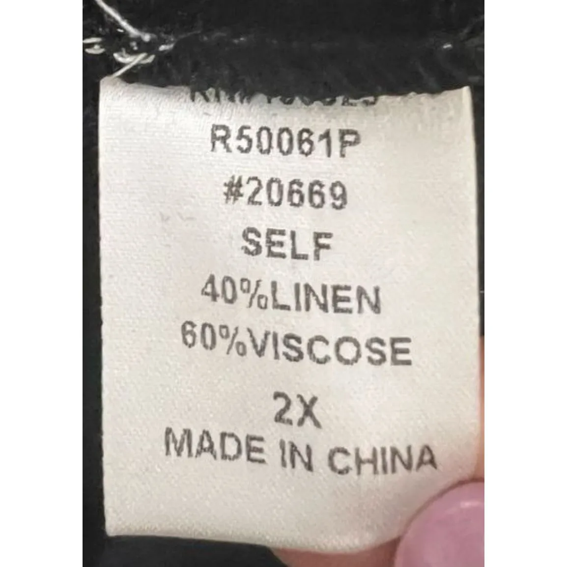 White Birch Solid Black Linen Blend Romper Plus Size 2X Elastic-Waist Collared - Image 10