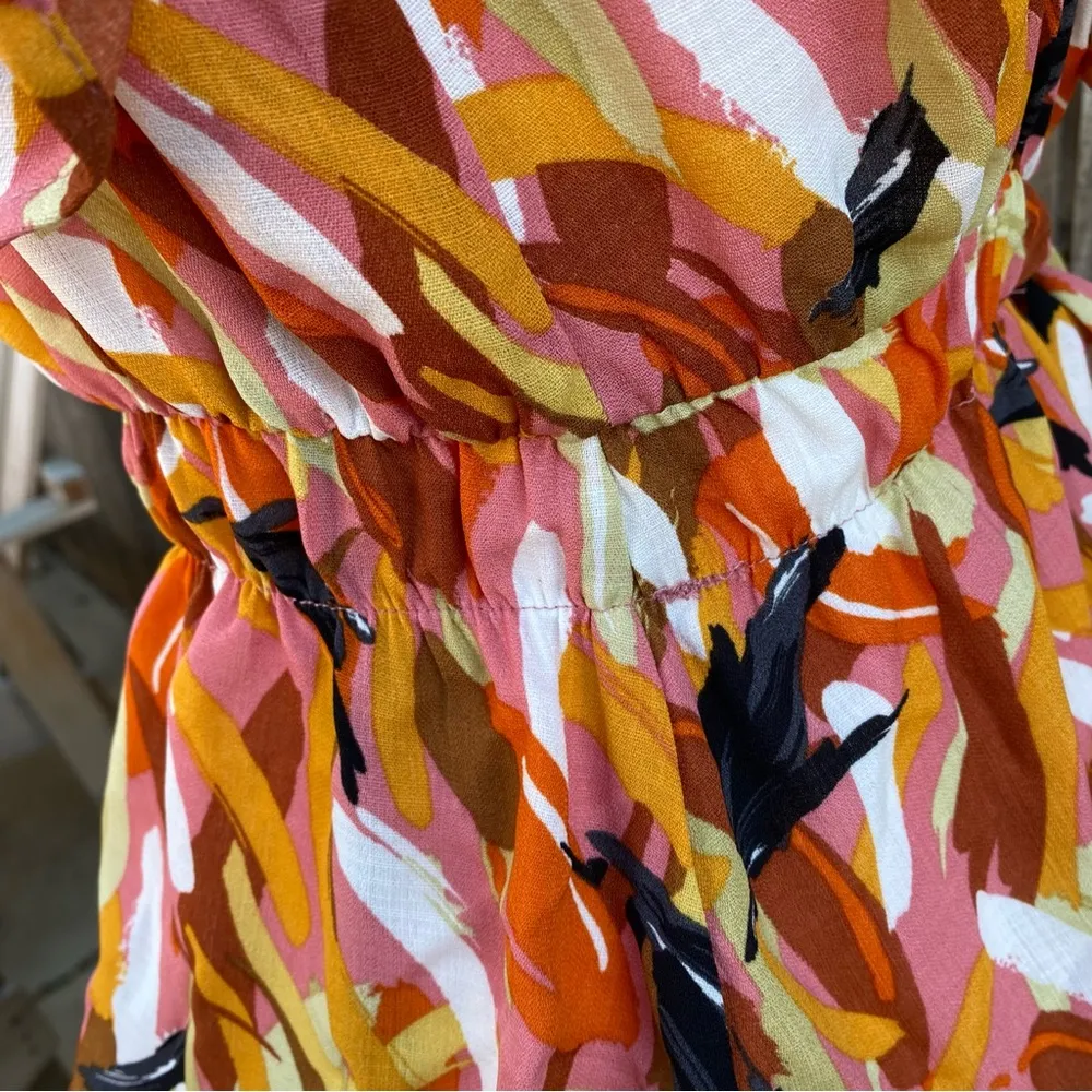 Orange Abstract Printed Tank Top Size XS - Image 6