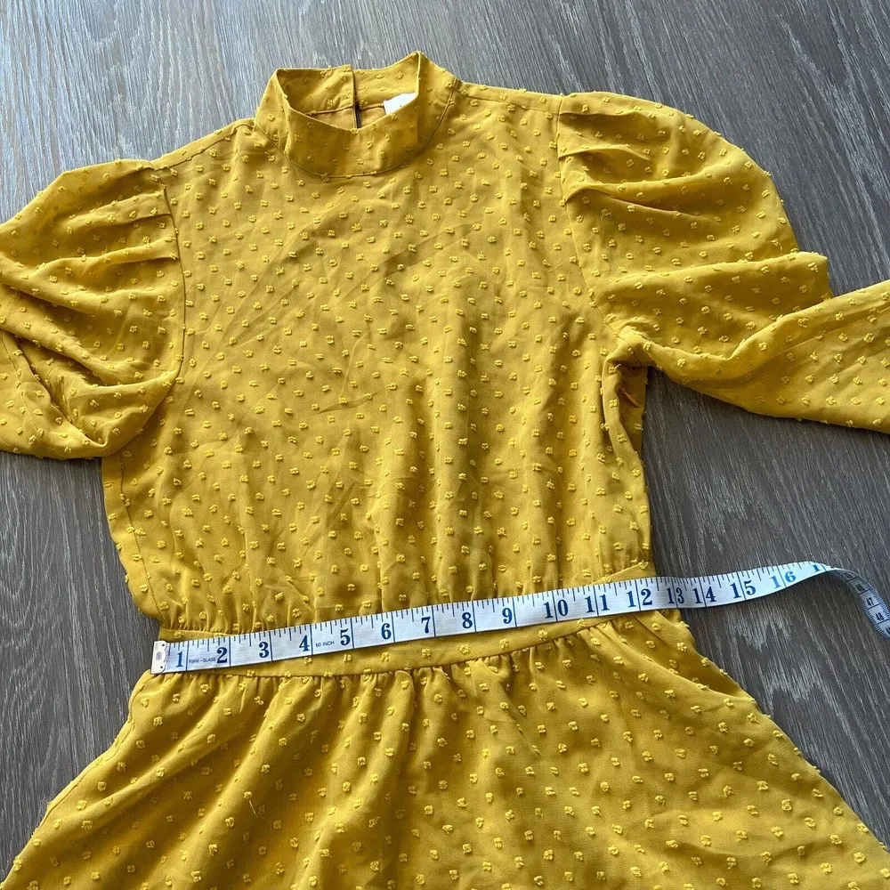 Dress Small Ruffle Mini Swiss Dot Mustard Yellow - Image 8