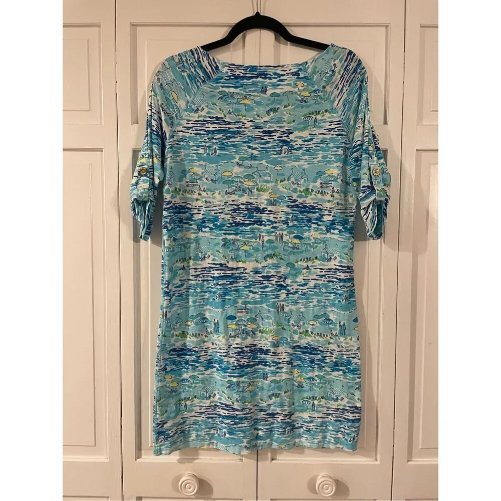 Lilly Pulitzer high tide boatneck 3/4 sleeve dress beach umbrella print - Image 8