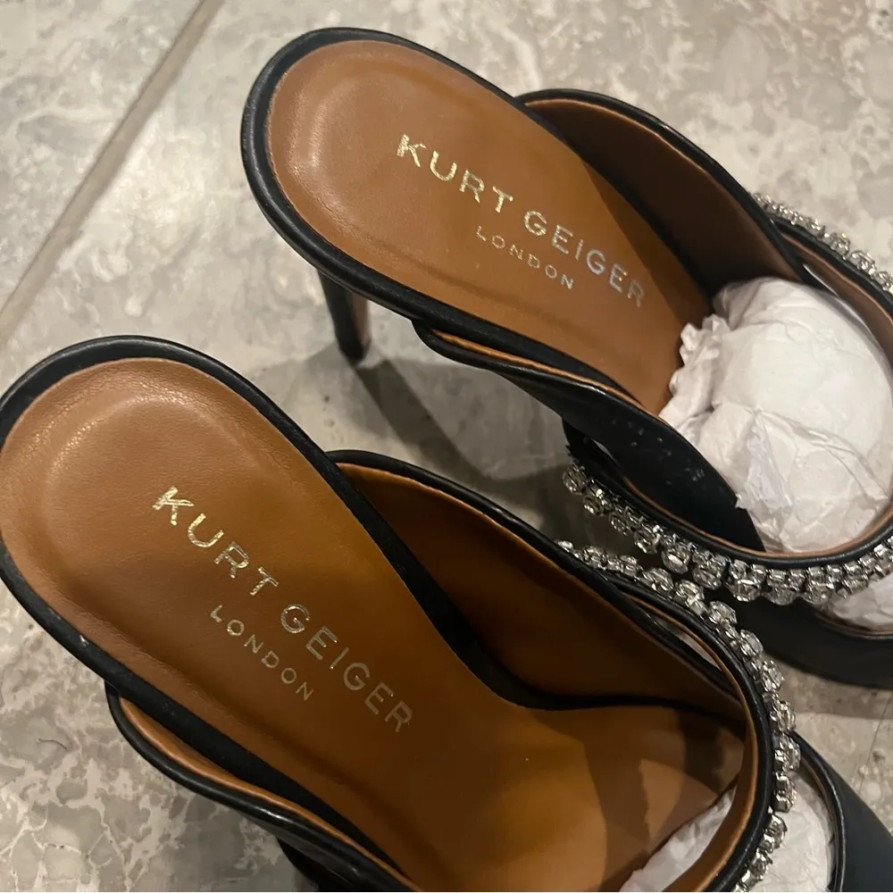 Kurt Geiger BLACK Duke Embellished High Heel Mules, Size EU 39 EXCELLENT! - Image 12