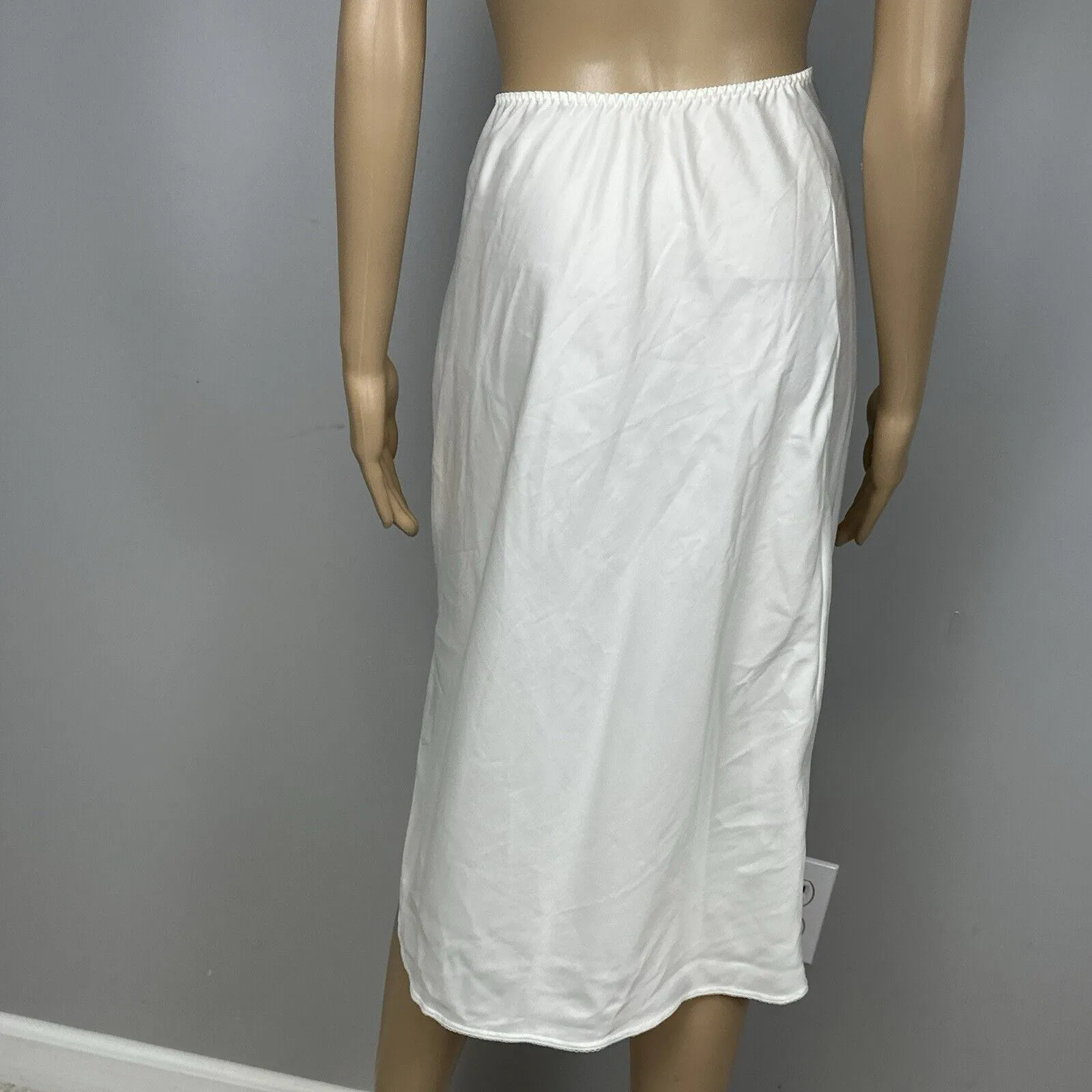 Vintage Vassarette Satin Half Slip Size Small TT Ivory Off White Walking Slit - Image 4