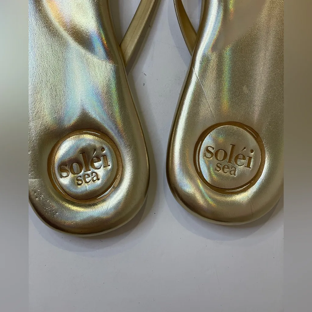 Solei Sea Women’s Indie‎ Metallic Gold Flip Flop Sandals Size 10 - Image 6