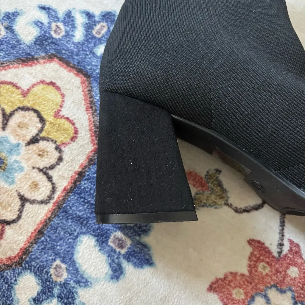 MIA Black Sock Ankle Boots Melody Square Toe Chunky Block Heeled Booties Size 7 - Image 5