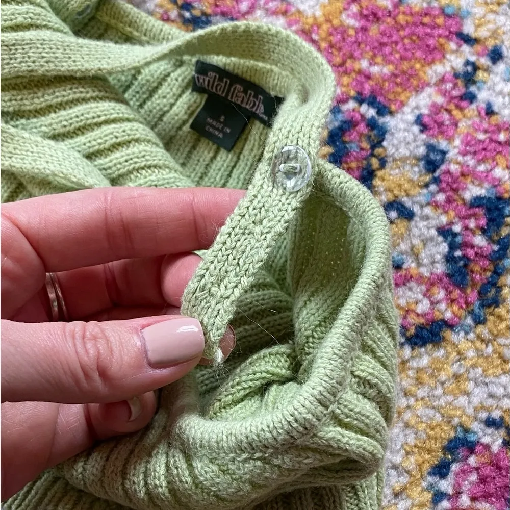 Wild Fable Green Sorbet 2 Pcs Sweater Knit Crop Top Flared Pant Set Size Small - Image 4