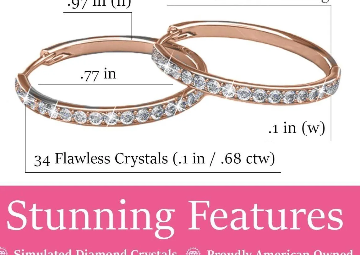 Cate & Chloe Bianca 18k Rose Gold Plated Crystal Silver Hoop Earrings Pink - Image 2