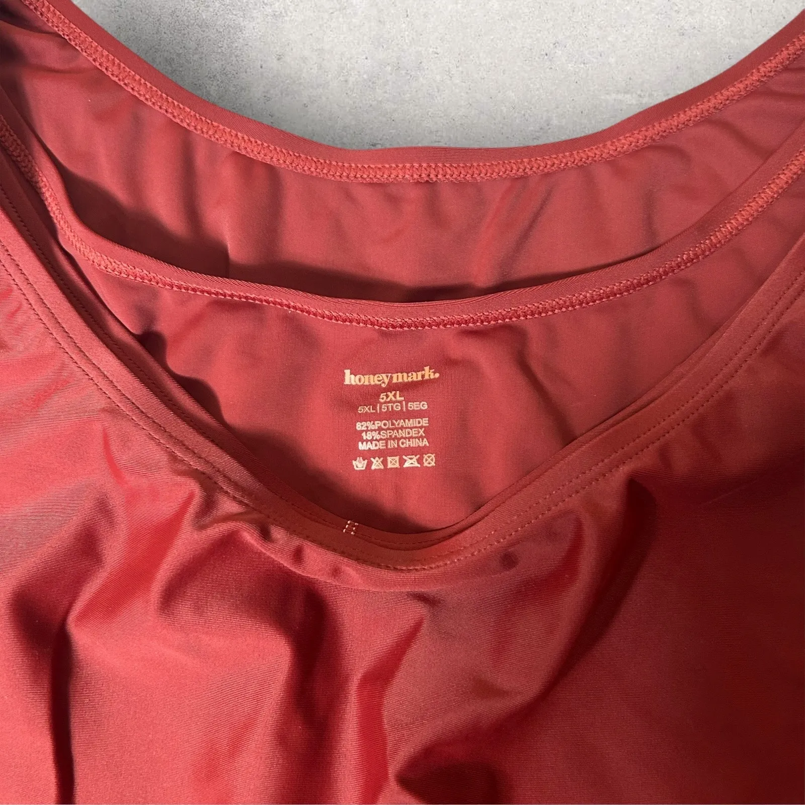 Honey Mark Sage Swim Romper‎ Womens 5XL Burgundy Sleeveless Stretch Pockets NEW Red Size 5X - Image 6