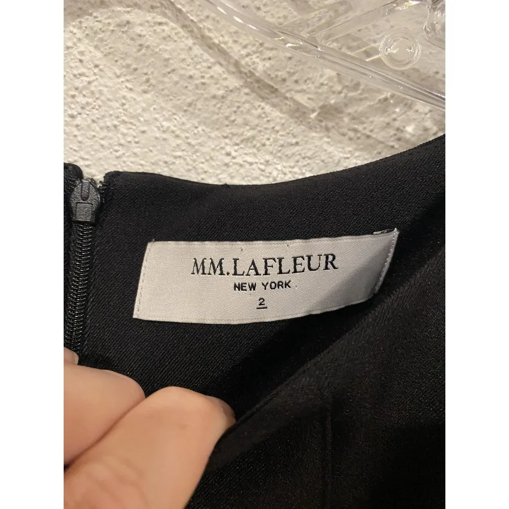 MM.LaFleur The Etsuko Dress Womens 2 Black Sheath 3/4 Sleeve Boat Neck Work Offi - Image 3